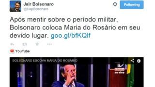 Reprodução de tuíte de Bolsonaro