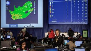 The floor of the Independent Electoral Commission counting centre in Pretoria