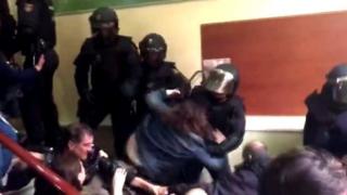 Woman thrown down stairs