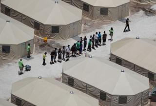 Children in a tent city in Texas