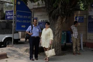 Shekhar and Neelam outside Delhi's Patiala court house.