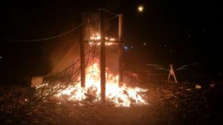Fire at Memorial Park in Kirkby