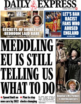 Daily Express front page, 27/3/19
