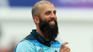 Moeen Ali smiles after taking a wicket against Afghanistan