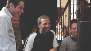 Judd Apatow and Pete Davidson on-set