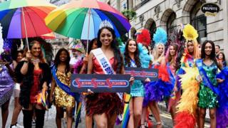 Colourful outfits at Birmingham Pride