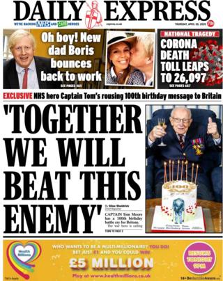 The Daily Express front page 30 April