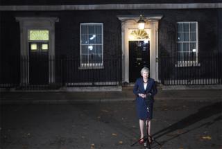 Theresa May speaking to the press in Downing Street after Wednesday's cabinet meeting