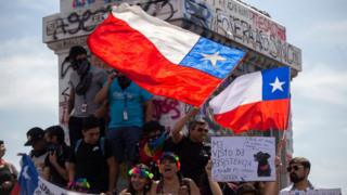 Manifestantes en Santiago