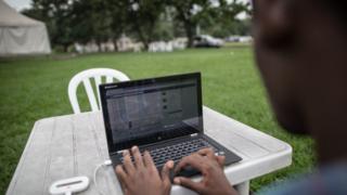 Man using computer