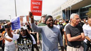 Thousands of protesters march in Boston against a planned "Free Speech Rally" - 19 August 2017