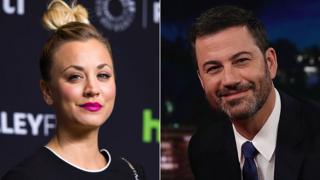 Kaley Cuoco and Jimmy Kimmel