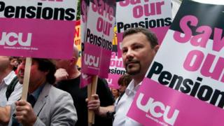 Pension strike placards