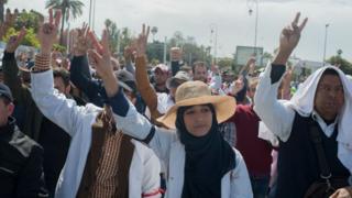 Des enseignants marocains manifestant le 24 mars 2019 à Rabat