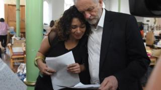 Jeremy Corbyn comforts unnamed woman