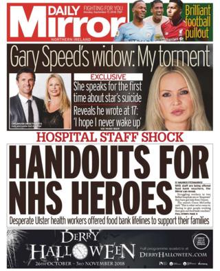Front page of Daily Mirror, Monday 17 September 2018