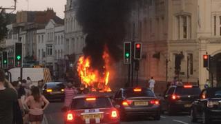 Bus fire in Cardiff