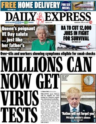 Daily Express Titelseite 29. April