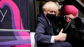 Boris Johnson on a visit to an energy firm