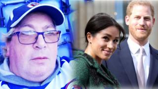 Composite picture of Kevin with Harry and Meghan
