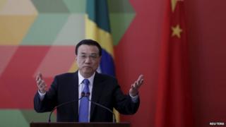 Li Keqiang speaks during a meeting with Brazil's president in Brasilia in May 2015