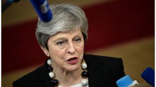 Theresa May arriving for the second day of the EU Council summit