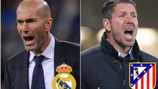 Mkufunzi wa Real Madrid Zinedine Zidanne na mwenzake wa Atletico Diego Simone