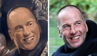 A mural image of Rick Stanton on the left side and a photo of Rick Stanton on the right side