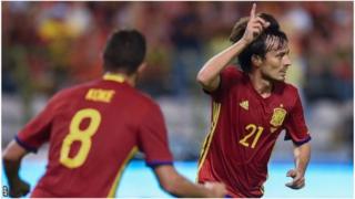 David Silva yatsindiye Espagne ibitego bibiri ku busa bw'Ububiligi
