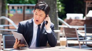 Angry man on the phone
