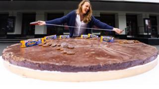 Frances Quinn with her giant Jaffa Cake