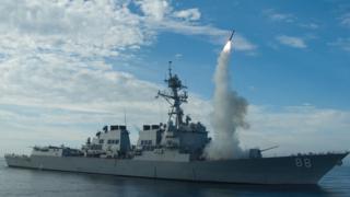 Пуск ракеты с американского эсминца