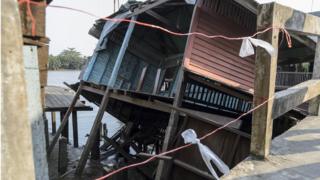 Collapsed house due to subsidence