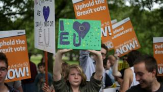Protesto contra saída do Reino Unido da UE no Green Park, em Londres, em 9 de julho de 2016