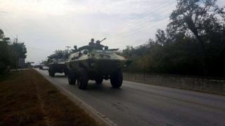 Guatemalan soldiers patrol near the border with Belize. Photo: 21 April 2016