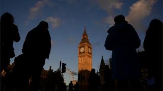 Silhouettes outside Parliament