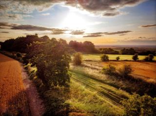 The Ridgeway above West Hendred at sunset