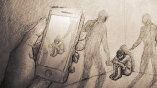 Illustration of child being filmed