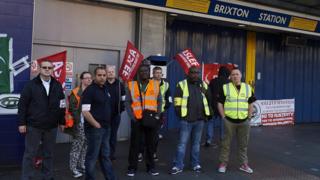 Picket line at Brixton station