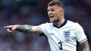 Kieran Trippier gives instructions during England match 