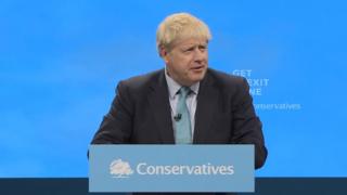 Boris Johnson habla en la conferencia Conservative's 2019