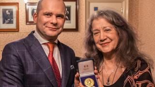 Martha Argerich and RPS chairman, John Gilhooly