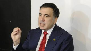 Михаил Саакашвили во время пресс-конференции в Варшаве