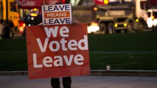 Manifestante pró-Brexit em Londres