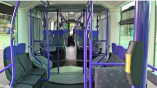 The inside of the new Glider bus.