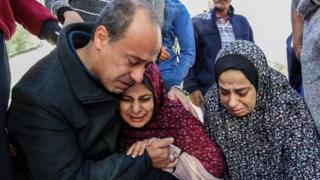 Mourners at the funeral of a man killed in Gaza