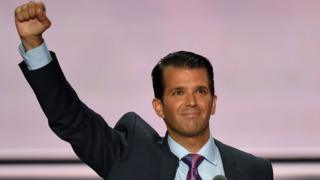 Donald Trump Jr. durante la Convención Nacional Republicana del 19 de julio de 2016, en el Quicken Loans Arena de Clevelan, Estados Unidos.