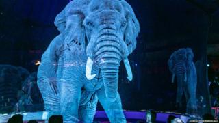 Hologram Elephant in the circus.
