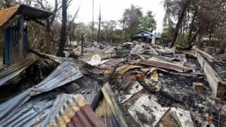 Damages in Rohingya Muslim Populated Areas in Myanmaar