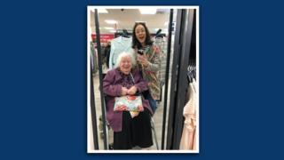 Jade and Mavis pose for a photo on their last shopping trip